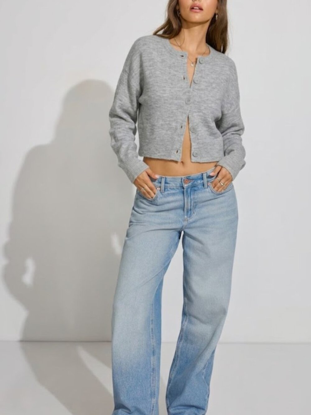 Garage Gray Soft Knit Button Cardigan in size XS
